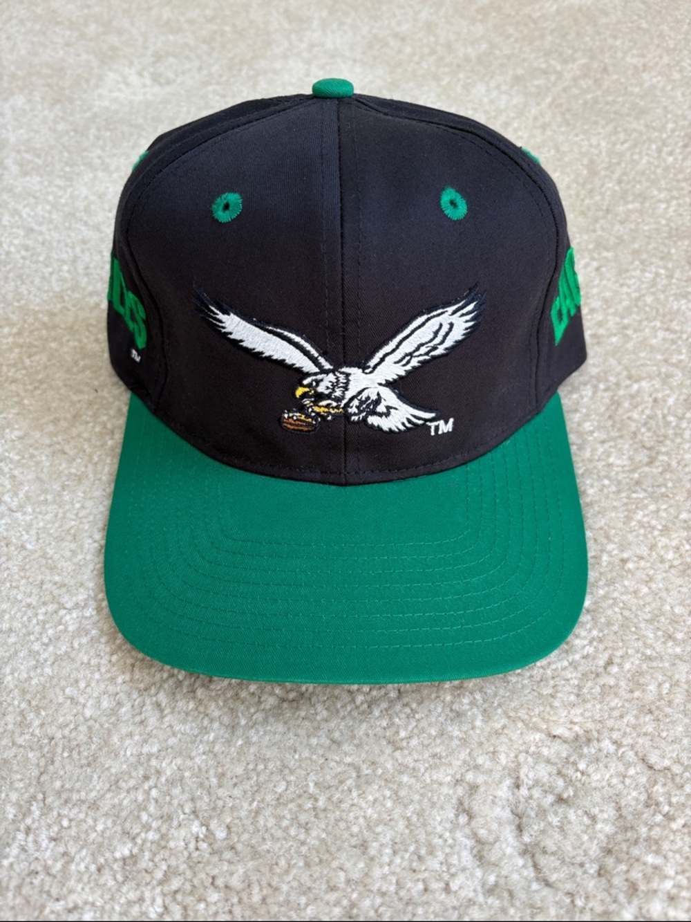 Vintage 90s Philadelphia Eagles SnapBack Hat NFL Team Eastport Black Green OS